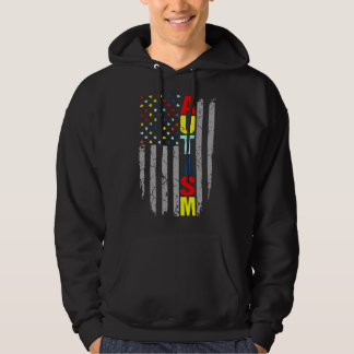 Autisme Awareness American Flag Puzzle Piece Hoodie
