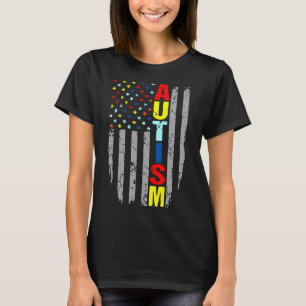 Autisme Awareness American Flag Puzzle Piece T-shirt