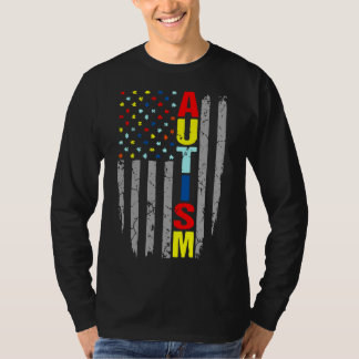 Autisme Awareness American Flag Puzzle Piece T-shirt