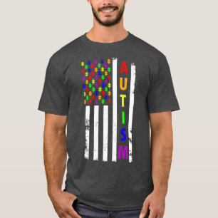 Autisme Awareness American Flag Shirt Puzzle Gear 