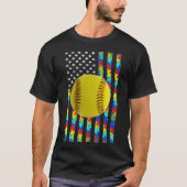 Autisme Awareness American Flag Softball T-shirt (Voorkant)