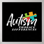 Autisme Awareness and Support Embrace Differences Poster (Voorkant)