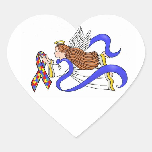Autisme Awareness Angel Hart Sticker (Voorkant)