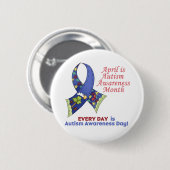 Autisme Awareness April en Elke Dag Ronde Button 5,7 Cm (Voorkant /achterkant)