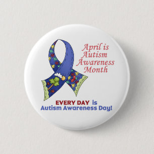 Autisme Awareness April en Elke Dag Ronde Button 5,7 Cm