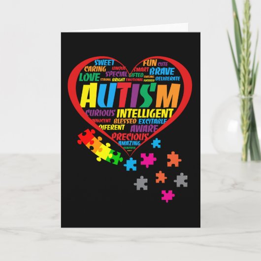 Autisme Awareness Autism Heart Typography Kaart (Voorkant)