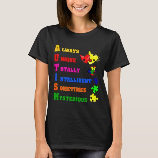 Autisme Awareness Autisme Acronym Puzzle Piece Sup T-shirt (Voorkant)