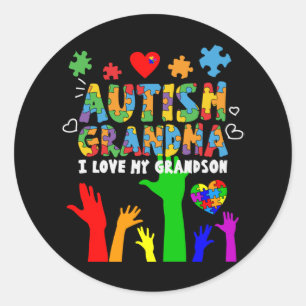Autisme Awareness Autisme Grandma I Love My Grands Ronde Sticker