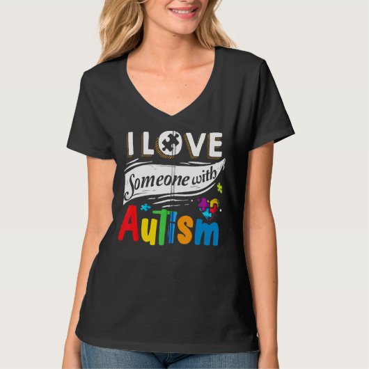 Autisme Awareness Autisme Mam I Love Iemand T-shirt (Voorkant)
