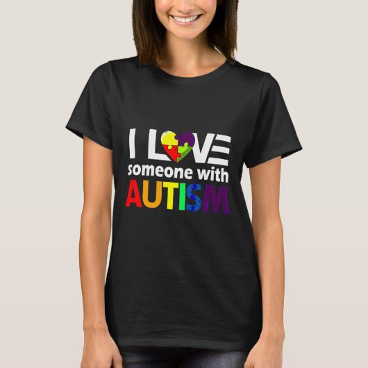 Autisme Awareness Autisme Mam Ik hou van iemand me T-shirt (Voorkant)