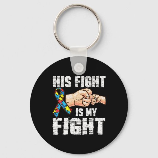 Autisme Awareness Autisme Mam Pap Zijn gevecht is  Sleutelhanger (Voorkant)