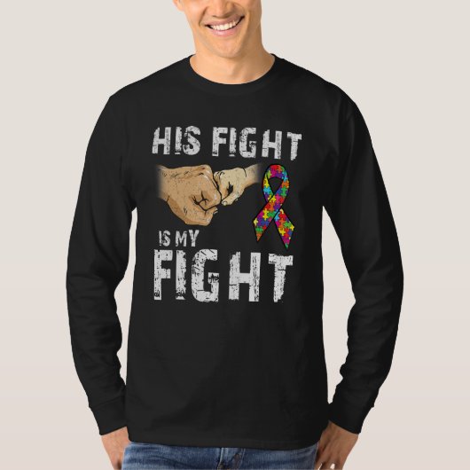Autisme Awareness Autisme Mam Pap Zijn gevecht is T-shirt (Voorkant)