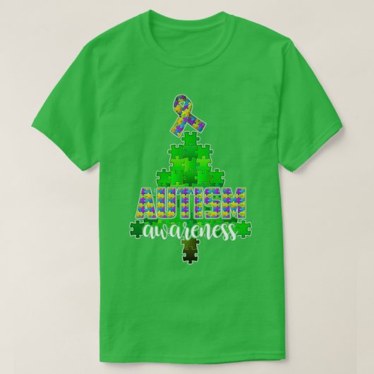 Autisme Awareness Autisme Puzzle Kerstboom T-shirt (Design voorkant)