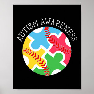 Autisme Awareness Autisme Support Baseball Poster