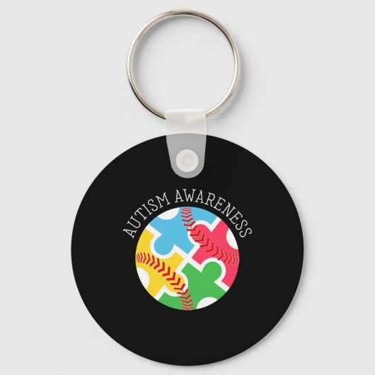 Autisme Awareness Autisme Support Baseball Sleutelhanger (Voorkant)