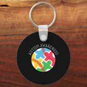 Autisme Awareness Autisme Support Baseball Sleutelhanger (Achterkant)