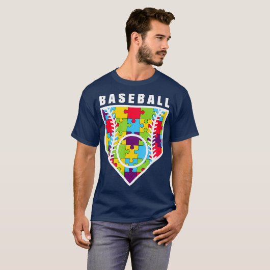 Autisme Awareness Baseball T-shirt (Voorkant volledig)
