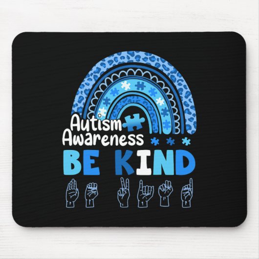 Autisme Awareness Be Kind ASL Handgebarentaal Muismat (Voorkant)