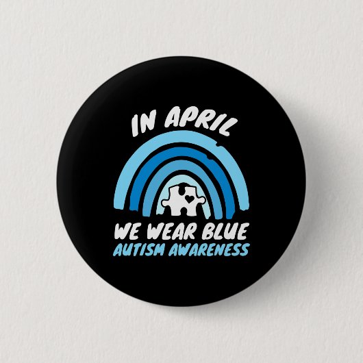 Autisme Awareness Blue April Love Autistic Support Ronde Button 5,7 Cm (Voorkant)