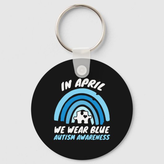 Autisme Awareness Blue April Love Autistic Support Sleutelhanger (Voorkant)