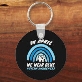 Autisme Awareness Blue April Love Autistic Support Sleutelhanger (Voorkant)