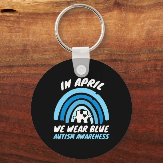 Autisme Awareness Blue April Love Autistic Support Sleutelhanger (Voorkant)