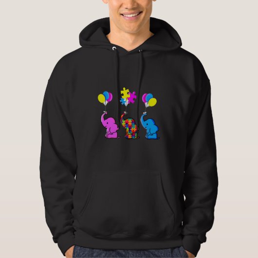 Autisme Awareness Blue Elephant Hoodie (Voorkant)
