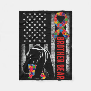 Autisme Awareness Brother Beer American Flag Autis Fleece Deken