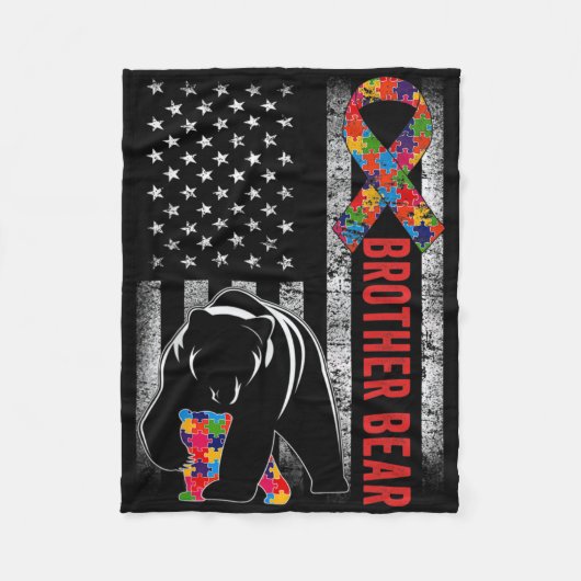 Autisme Awareness Brother Beer American Flag Autis Fleece Deken (Voorkant)