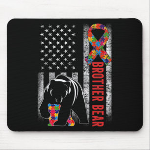 Autisme Awareness Brother Beer American Flag Autis Muismat