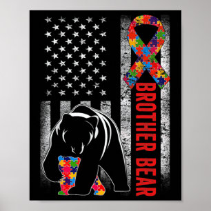 Autisme Awareness Brother Beer American Flag Autis Poster