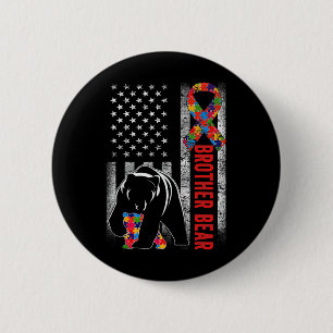 Autisme Awareness Brother Beer American Flag Autis Ronde Button 5,7 Cm
