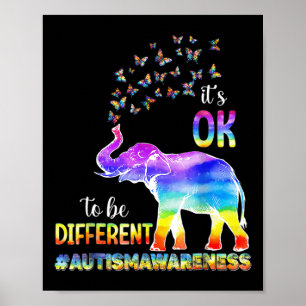 Autisme Awareness Butterfly Elephant Het is oké om Poster
