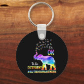 Autisme Awareness Butterfly Elephant Het is oké om Sleutelhanger (Voorkant)