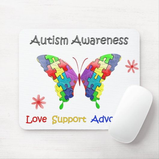 Autisme Awareness Butterfly Muismat (Met muis)