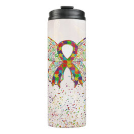 Autisme Awareness Butterfly Ribbon Thermosbeker