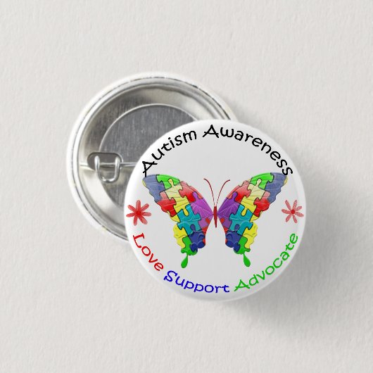 Autisme Awareness Butterfly Ronde Button 3,2 Cm (Voorkant /achterkant)