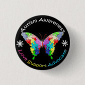 Autisme Awareness Butterfly Ronde Button 3,2 Cm (Voorkant)