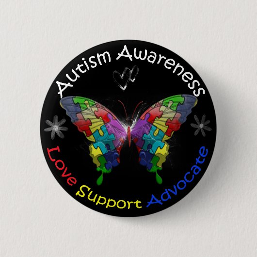 Autisme Awareness Butterfly Ronde Button 5,7 Cm (Voorkant)