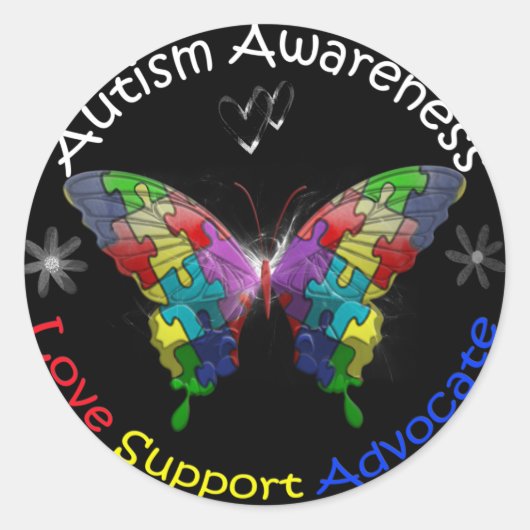 Autisme Awareness Butterfly Ronde Sticker (Voorkant)