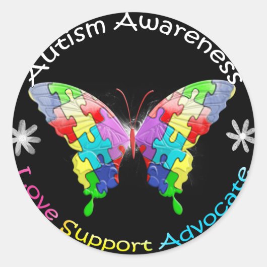 Autisme Awareness Butterfly Ronde Sticker (Voorkant)