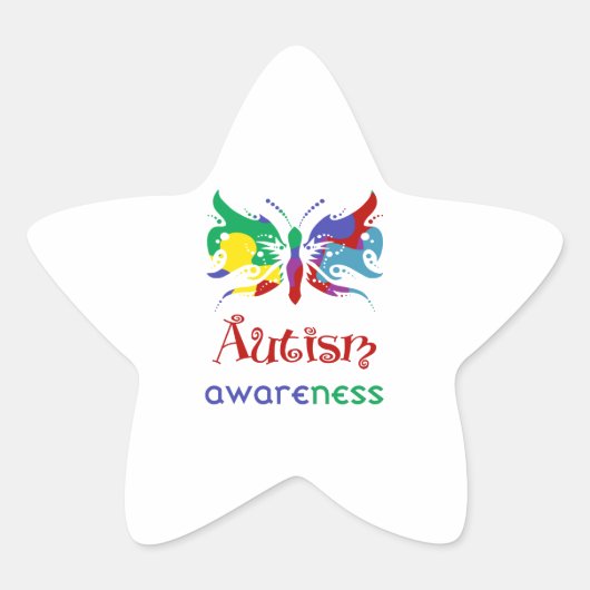 Autisme Awareness Butterfly Ster Sticker (Voorkant)