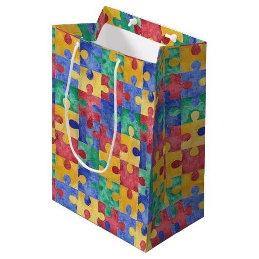 Autisme Awareness-cadeau Medium Cadeauzakje (Voorkant Gekanteld)
