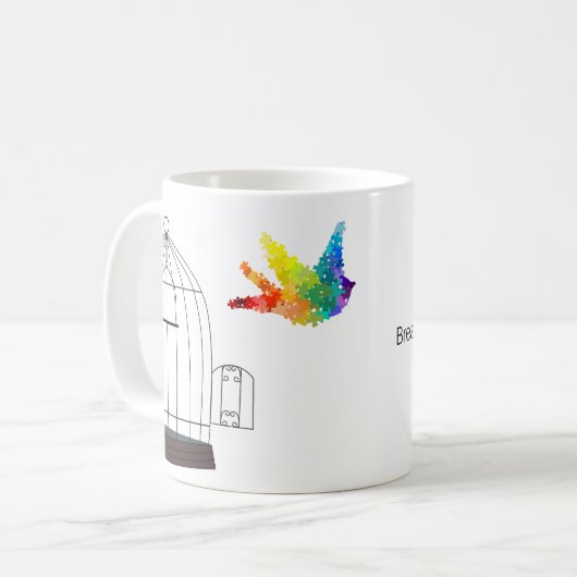 Autisme Awareness Caged Bird Mok (Voorkant links)