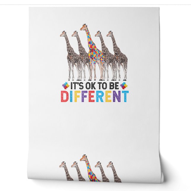 Autisme Awareness Cute Giraffe Animal Het is oké o Behang (Afrollen)