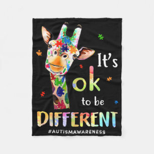 Autisme Awareness Cute Giraffe Animal Het is oké o Fleece Deken