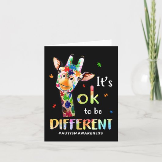 Autisme Awareness Cute Giraffe Animal Het is oké o Kaart (Voorkant)