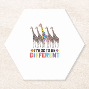 Autisme Awareness Cute Giraffe Animal Het is oké o Kartonnen Onderzetters