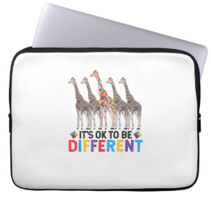 Autisme Awareness Cute Giraffe Animal Het is oké o Laptop Sleeve