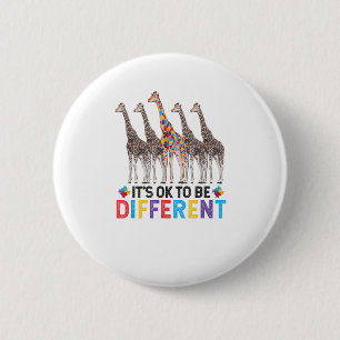 Autisme Awareness Cute Giraffe Animal Het is oké o Ronde Button 5,7 Cm